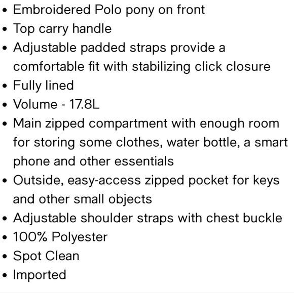 NWT Ralph Lauren Polo Canvas Backpack - Picture 12 of 12